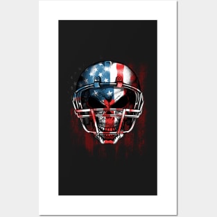 American Football USA Flag Skull Helm Posters and Art